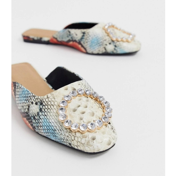 Asos Embellished Ballet Flats in Snake - Picture 3 of 3